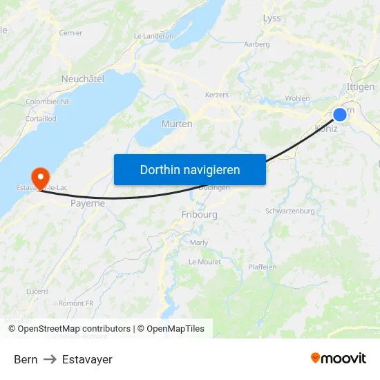 Bern to Estavayer map
