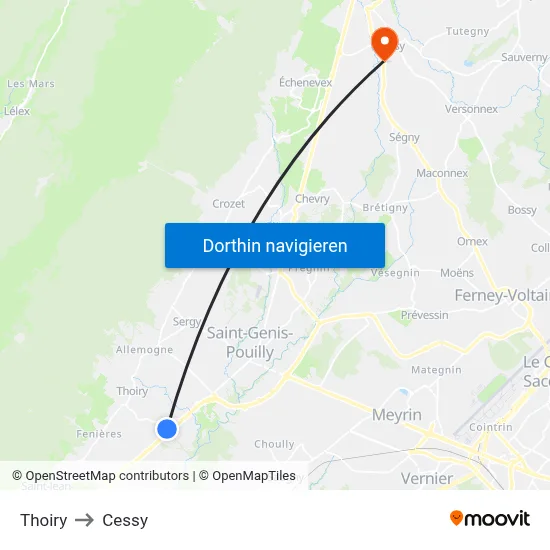 Thoiry to Cessy map