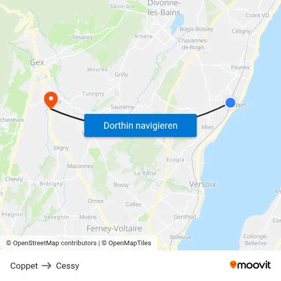 Coppet to Cessy map