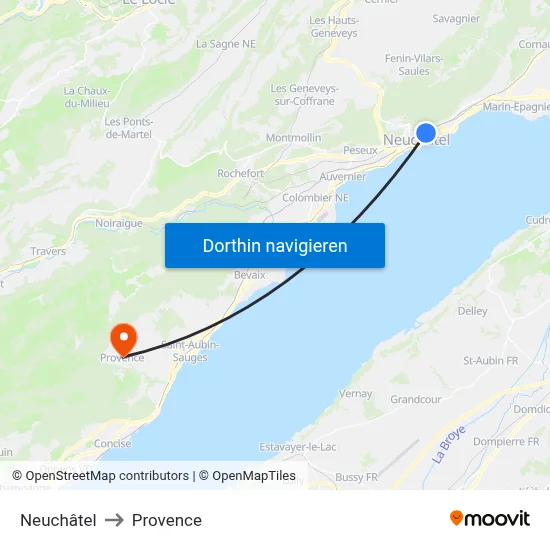 Neuchâtel to Provence map