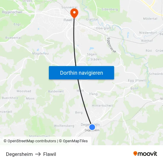 Degersheim to Flawil map