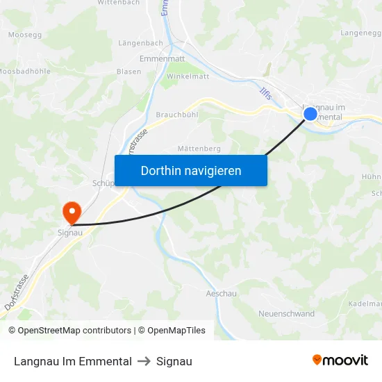 Langnau Im Emmental to Signau map