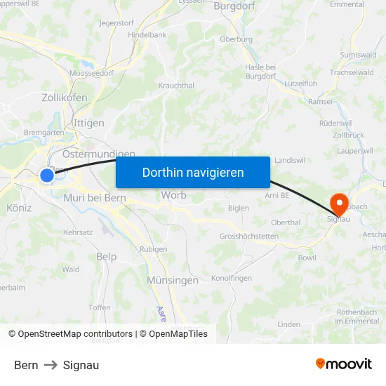 Bern to Signau map