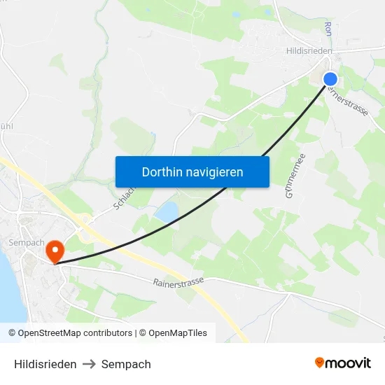 Hildisrieden to Sempach map