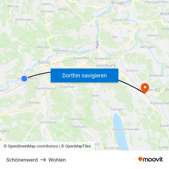 Schönenwerd to Wohlen map