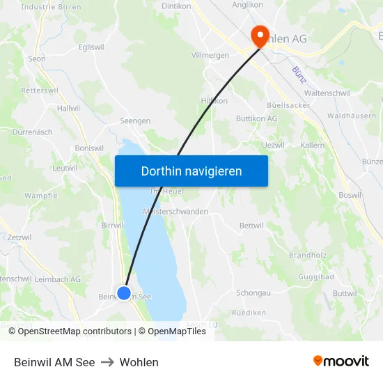 Beinwil AM See to Wohlen map