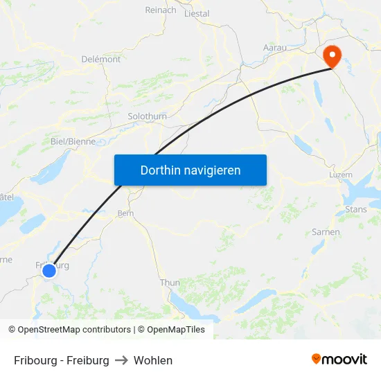 Fribourg - Freiburg to Wohlen map