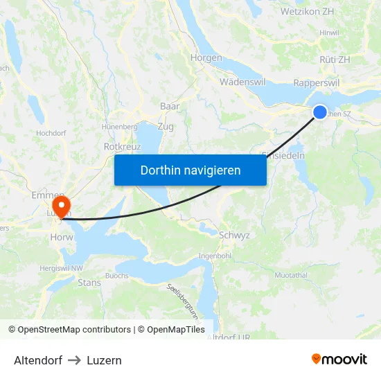 Altendorf to Luzern map