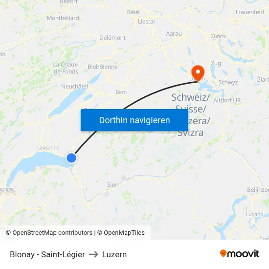 Blonay - Saint-Légier to Luzern map