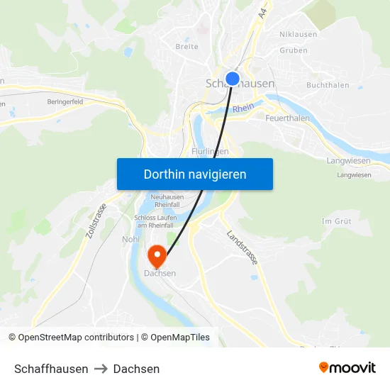 Schaffhausen to Dachsen map