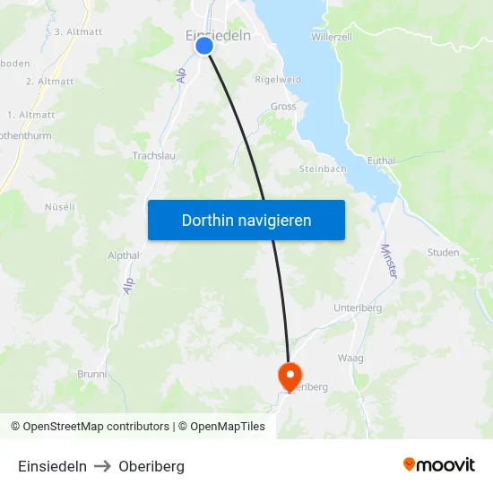 Einsiedeln to Oberiberg map