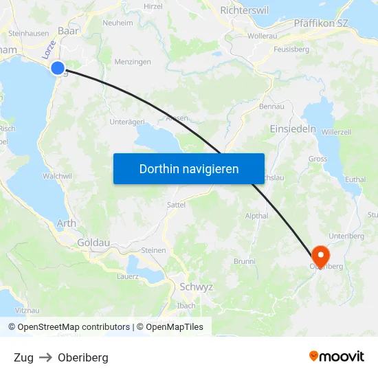 Zug to Oberiberg map
