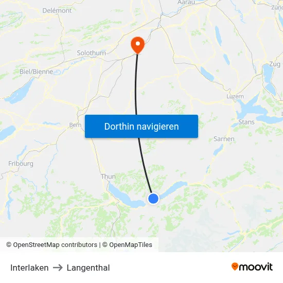 Interlaken to Langenthal map