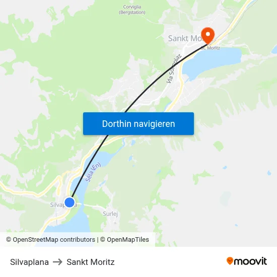 Silvaplana to Sankt Moritz map
