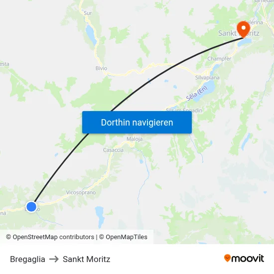 Bregaglia to Sankt Moritz map