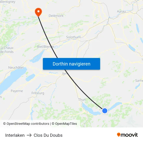 Interlaken to Clos Du Doubs map