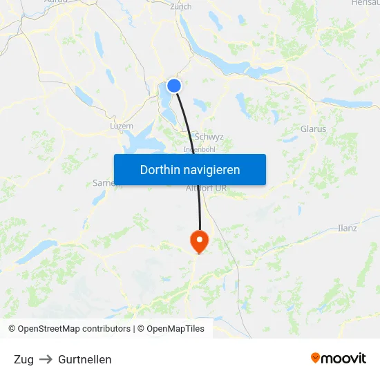 Zug to Gurtnellen map