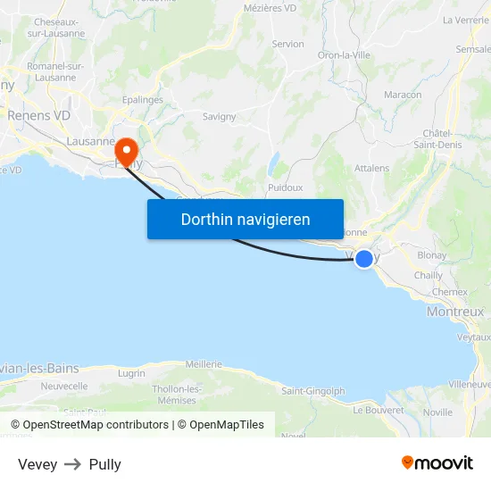 Vevey to Pully map