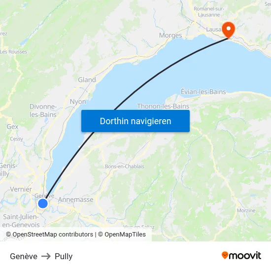 Genève to Pully map