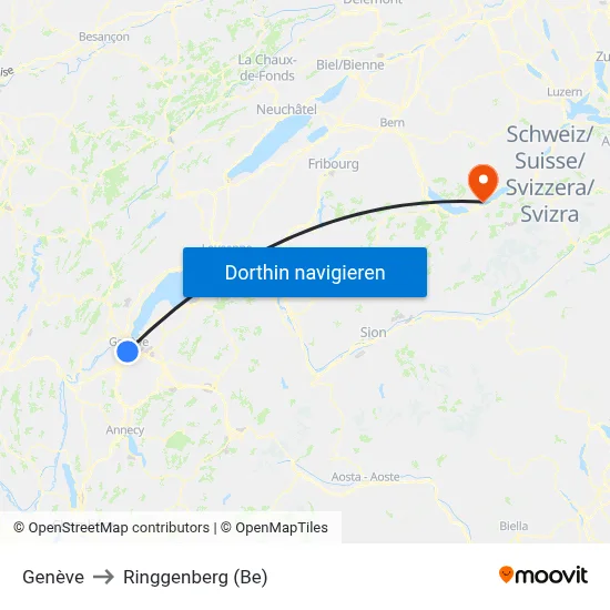 Genève to Ringgenberg (Be) map