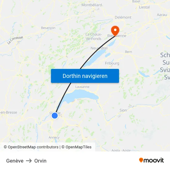 Genève to Orvin map