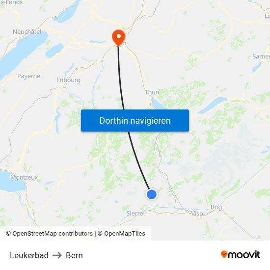 Leukerbad to Bern map