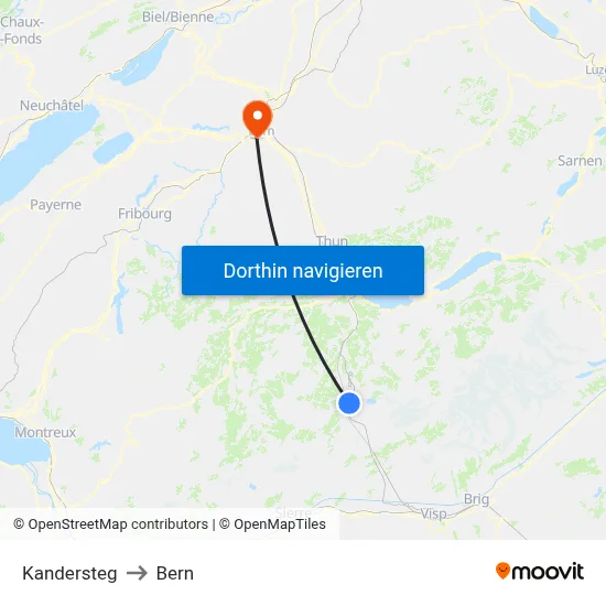 Kandersteg to Bern map