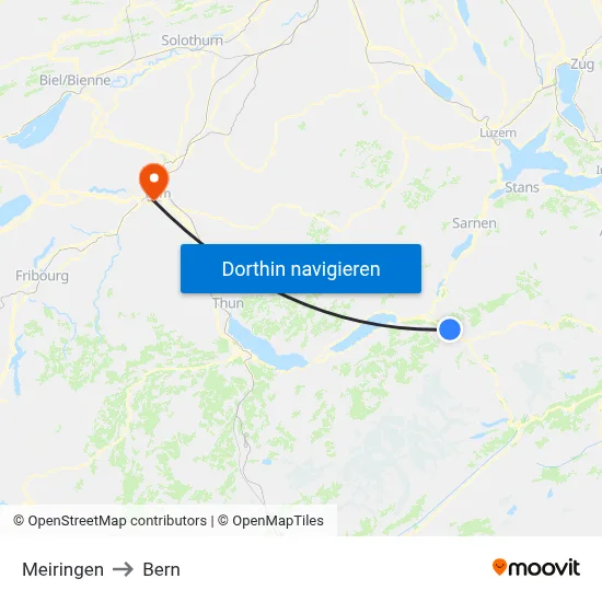 Meiringen to Bern map