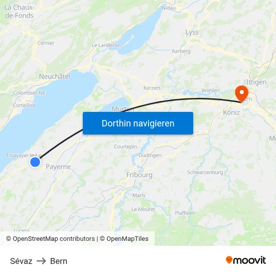 Sévaz to Bern map