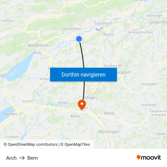 Arch to Bern map