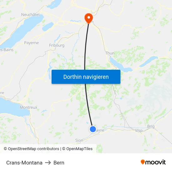 Crans-Montana to Bern map