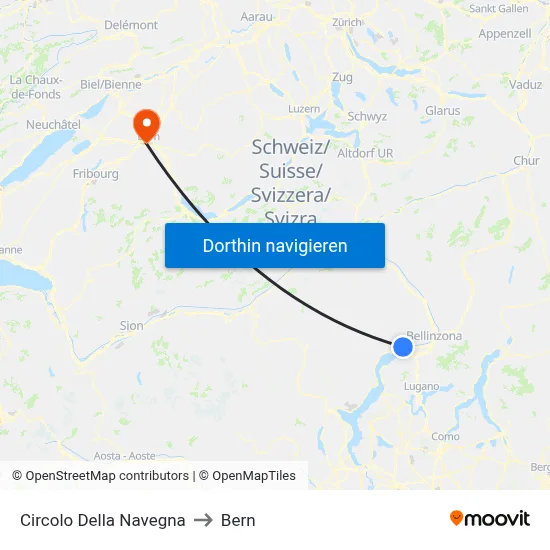 Circolo Della Navegna to Bern map