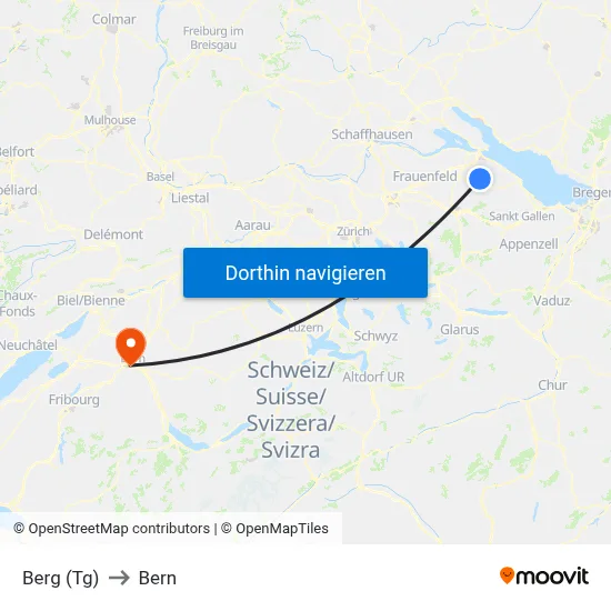 Berg (Tg) to Bern map