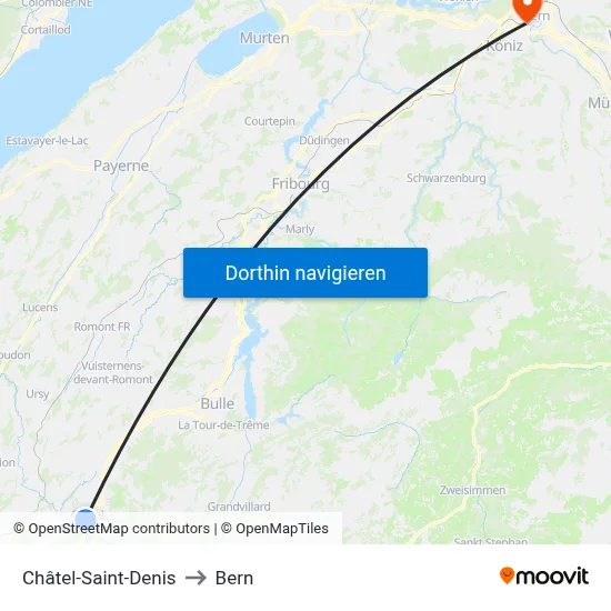 Châtel-Saint-Denis to Bern map