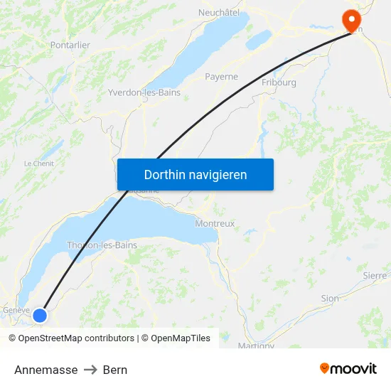 Annemasse to Bern map