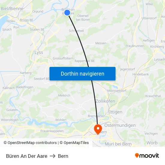 Büren An Der Aare to Bern map
