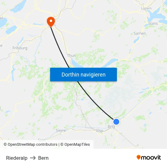 Riederalp to Bern map