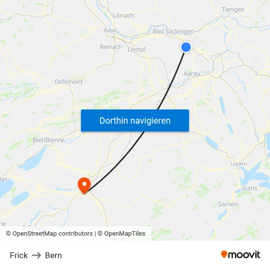 Frick to Bern map