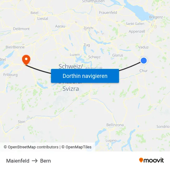 Maienfeld to Bern map