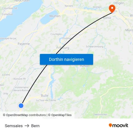 Semsales to Bern map