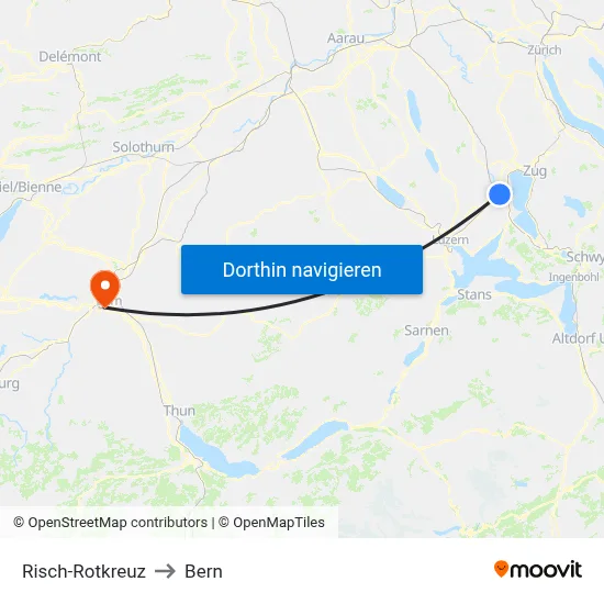 Risch-Rotkreuz to Bern map
