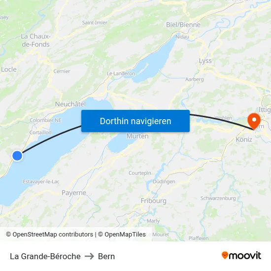 La Grande-Béroche to Bern map