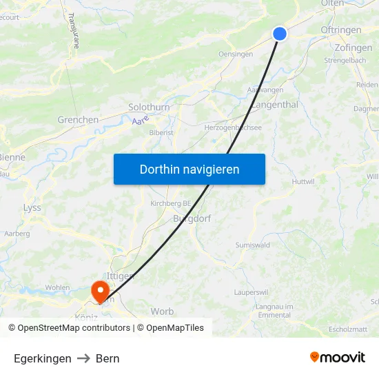 Egerkingen to Bern map