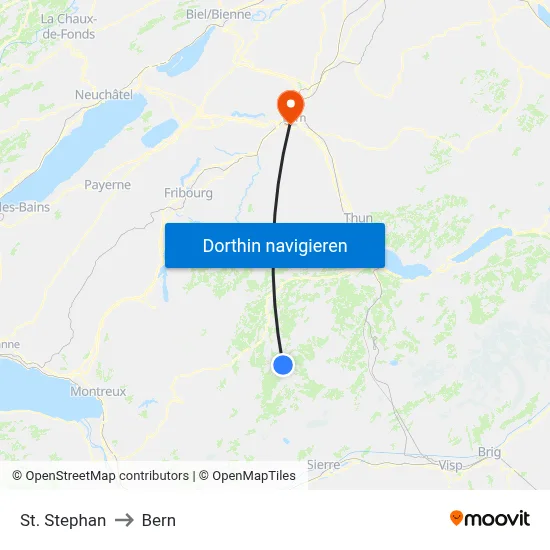 St. Stephan to Bern map