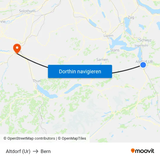 Altdorf (Ur) to Bern map