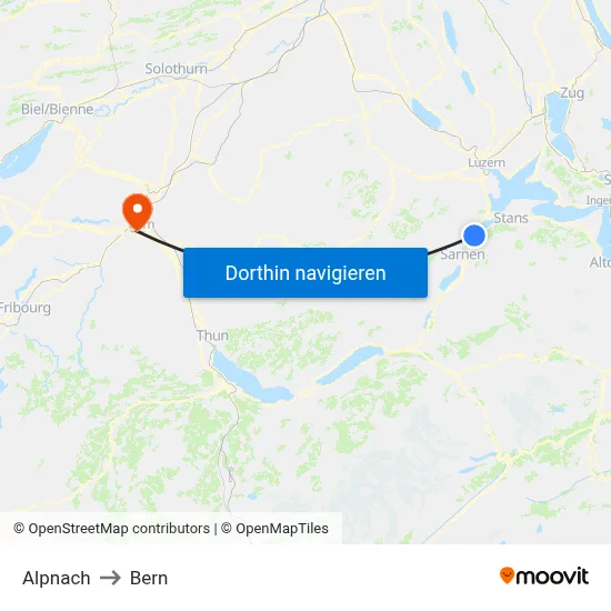 Alpnach to Bern map
