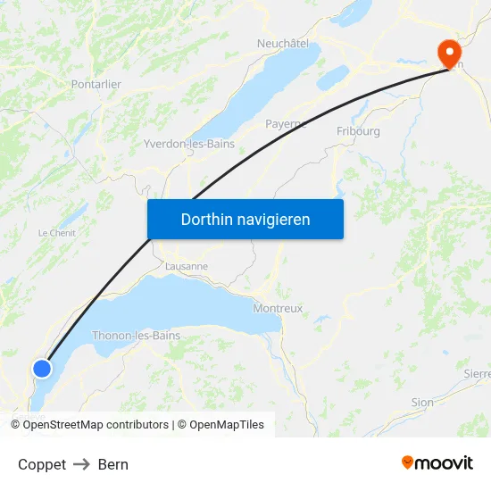 Coppet to Bern map