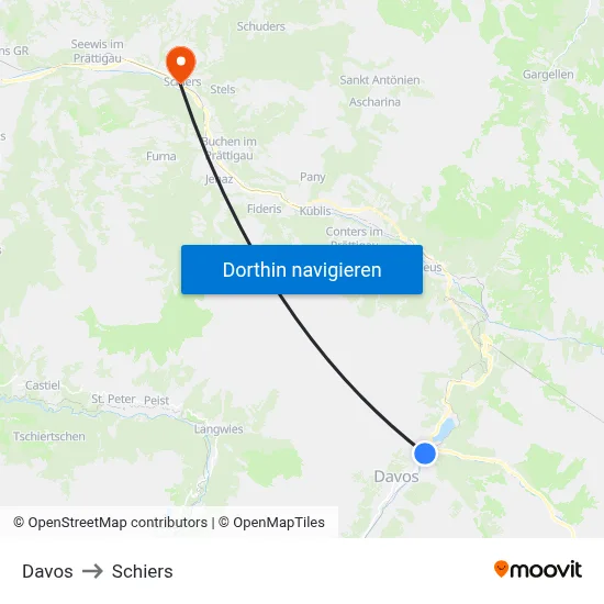Davos to Schiers map