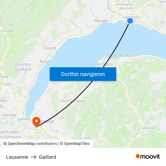 Lausanne to Gaillard map