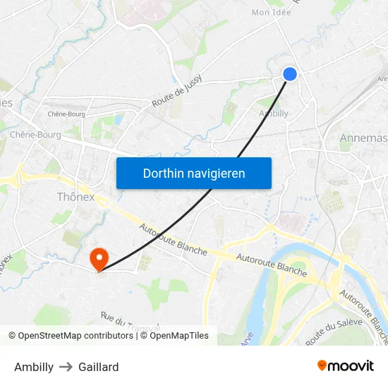 Ambilly to Gaillard map